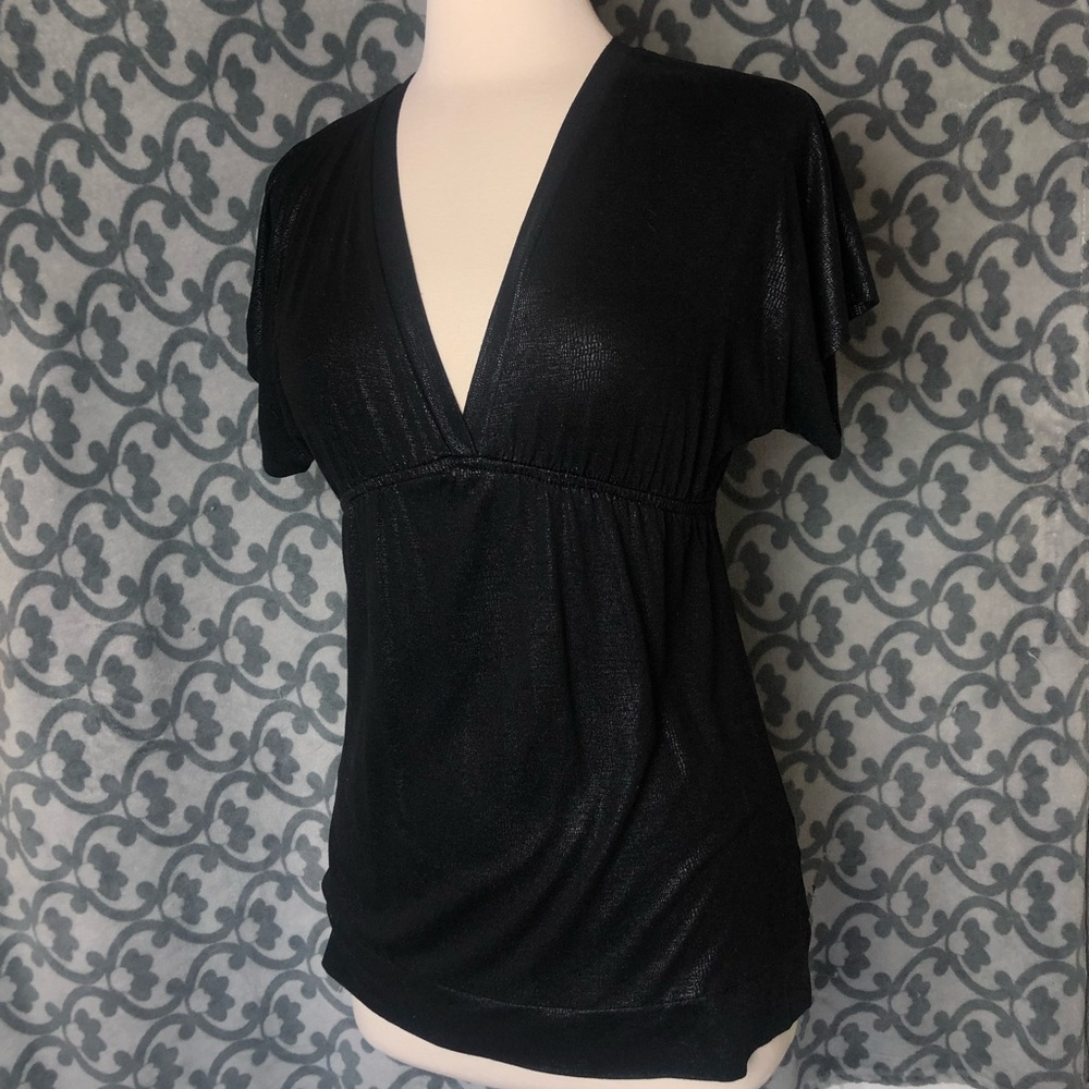 Black V-neck blouse